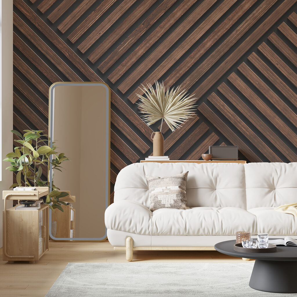 A wood paneling with black lines