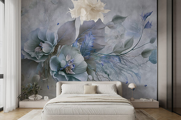 Un dipinto di fiori e foglie Un dipinto di fiori e foglie