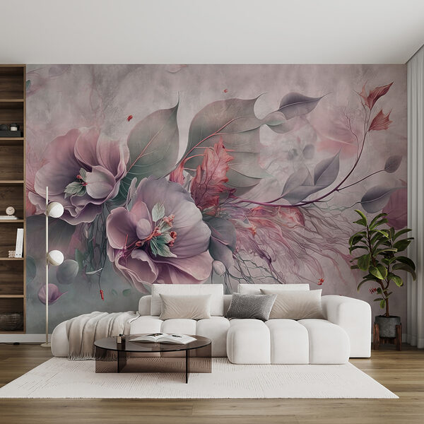 Un dipinto di fiori e foglie Un dipinto di fiori e foglie