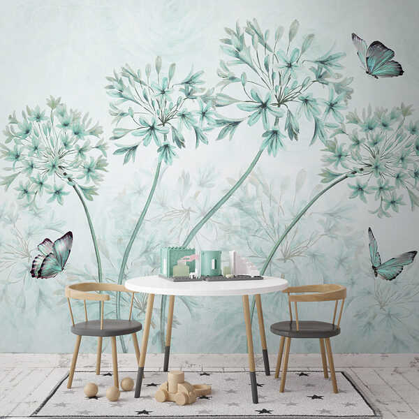 Un dipinto di fiori e farfalle Un dipinto di fiori e farfalle