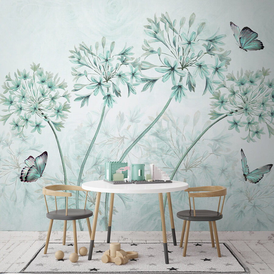 Un dipinto di fiori e farfalle Un dipinto di fiori e farfalle