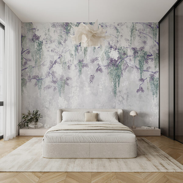Un ramo d'albero con fiori viola Un ramo d'albero con fiori viola