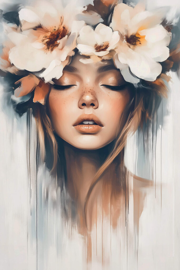 Woman with flowers in her hair Woman with flowers in her hair