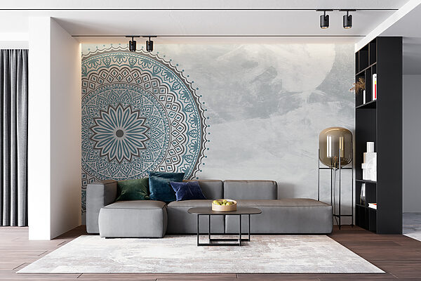 Un mandala blu e grigio Un mandala blu e grigio