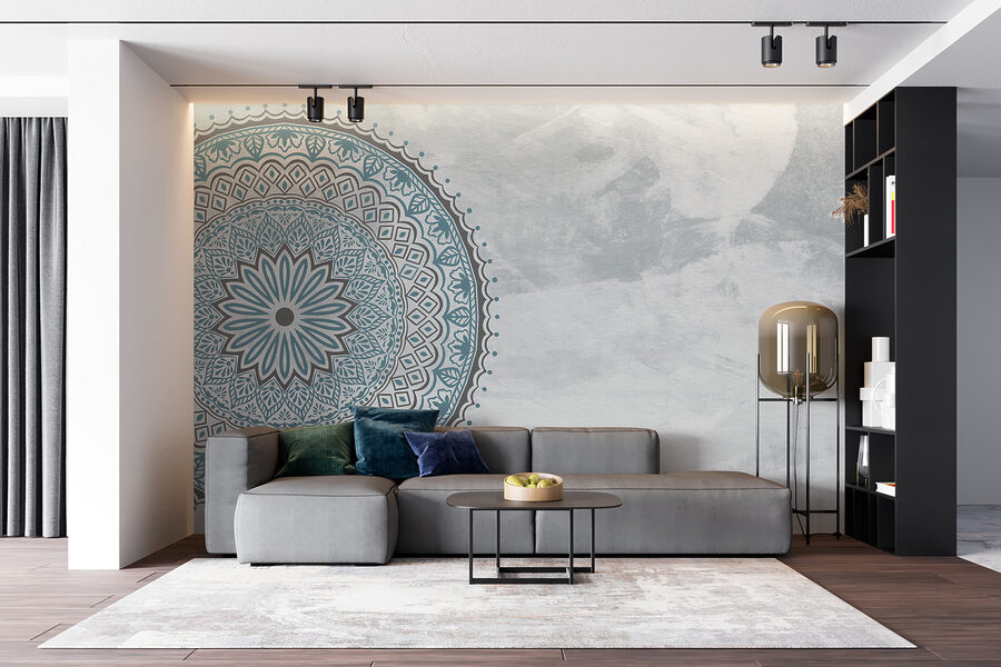Un mandala blu e grigio