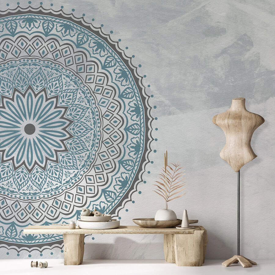 Un mandala blu e grigio