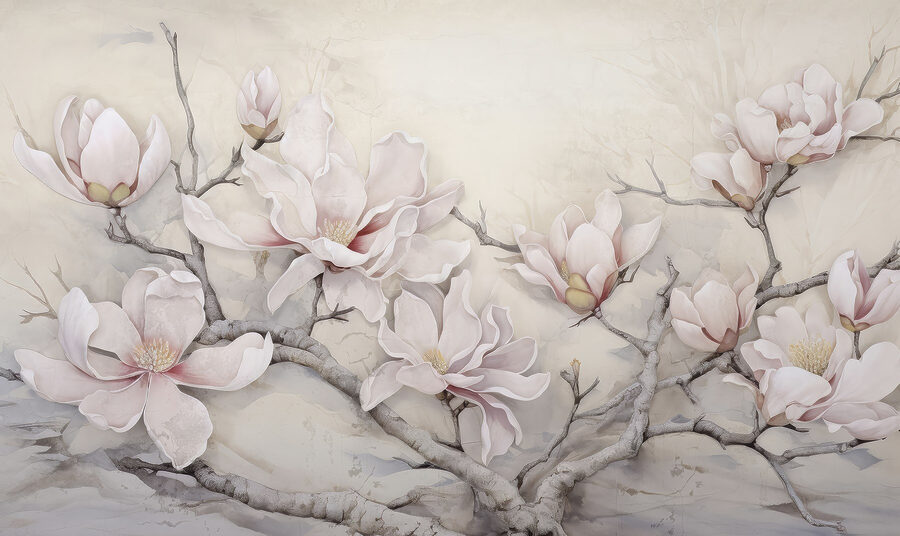 Pittura di fiori su un ramo