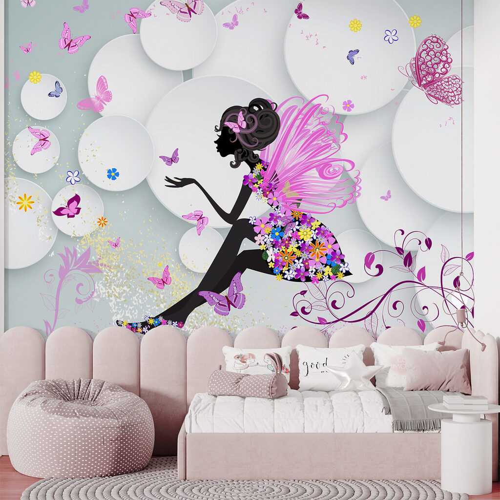 Woman in a dress with butterflies