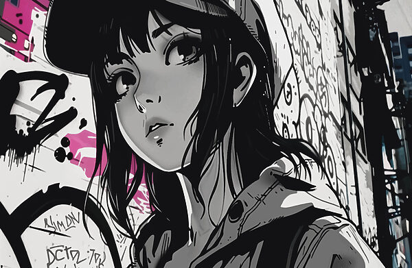 Vignetta di una donna con cappello Vignetta di una donna con cappello
