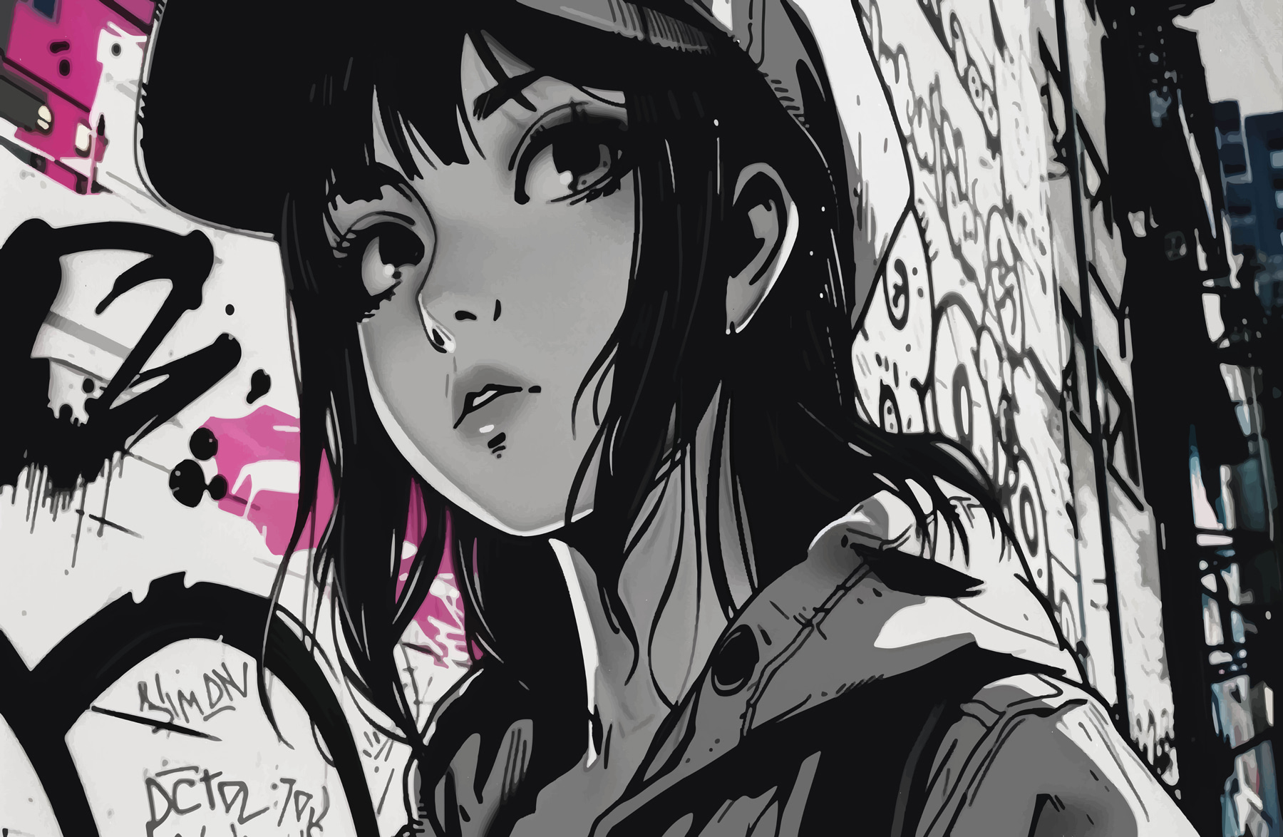 Cartoon of a woman with a hat