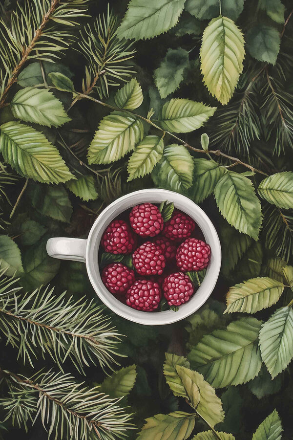 Cup of raspberries in a tree Cup of raspberries in a tree