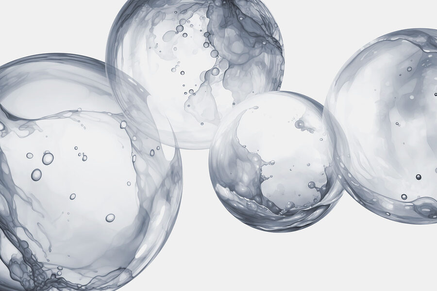 Gruppo di bolle con bollicine nell'aria
