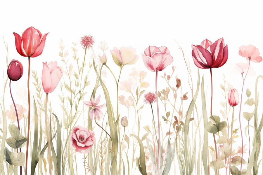 Pittura di fiori ed erba