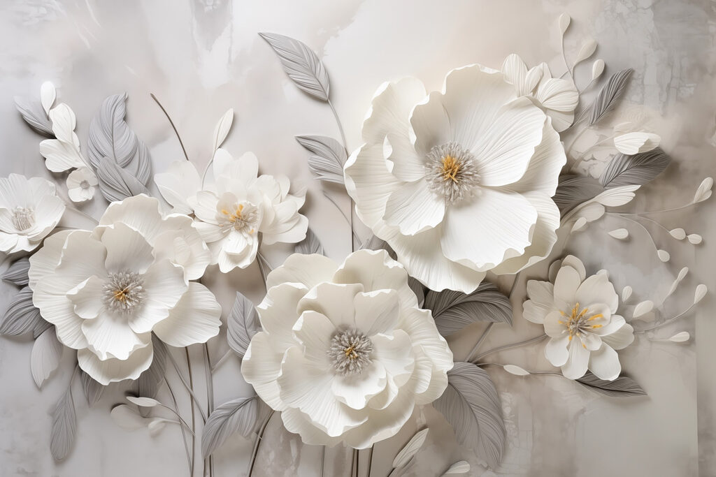 Fiori bianchi su una parete Fiori bianchi su una parete