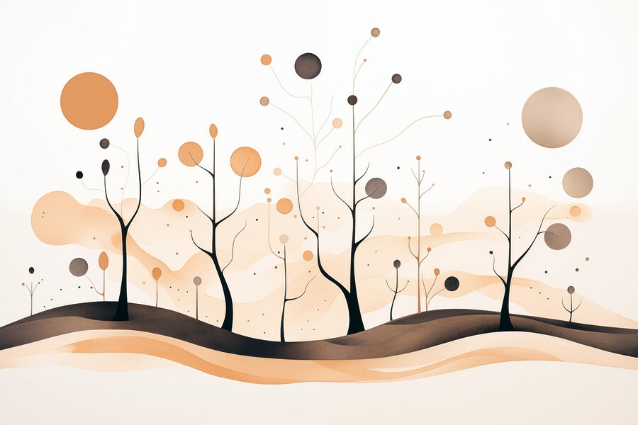 Pittura di alberi e piante