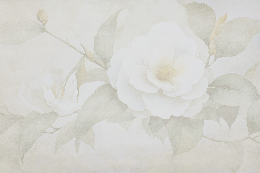 Fiore bianco con foglie verdi