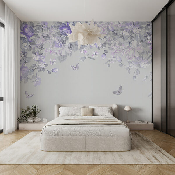 Un disegno floreale con farfalle Un disegno floreale con farfalle