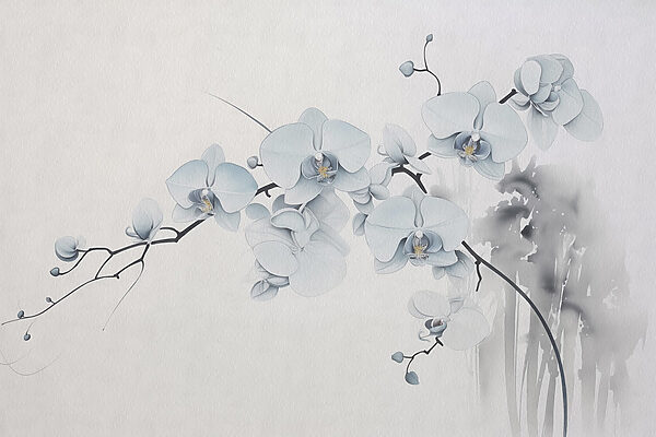 Pittura di un ramo con fiori bianchi Pittura di un ramo con fiori bianchi