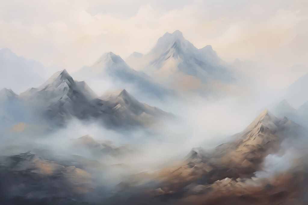 Mountain range with clouds