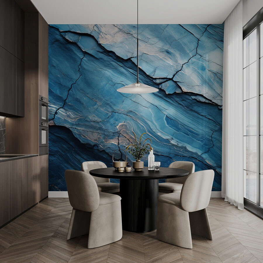 Carta da parati Formazioni rocciose e texture astratte di colore blu. - immagine 4