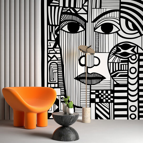 Disegno in bianco e nero di un volto Disegno in bianco e nero di un volto