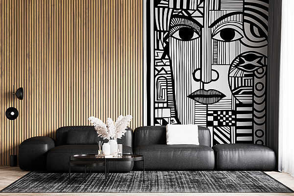 Disegno in bianco e nero di un volto Disegno in bianco e nero di un volto
