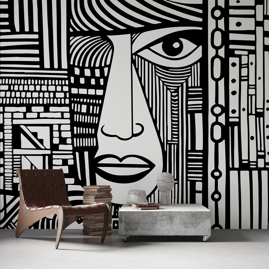 Disegno in bianco e nero di un volto