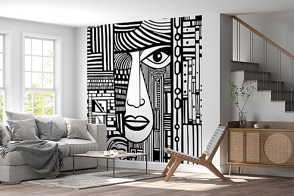 Disegno in bianco e nero di un volto Disegno in bianco e nero di un volto