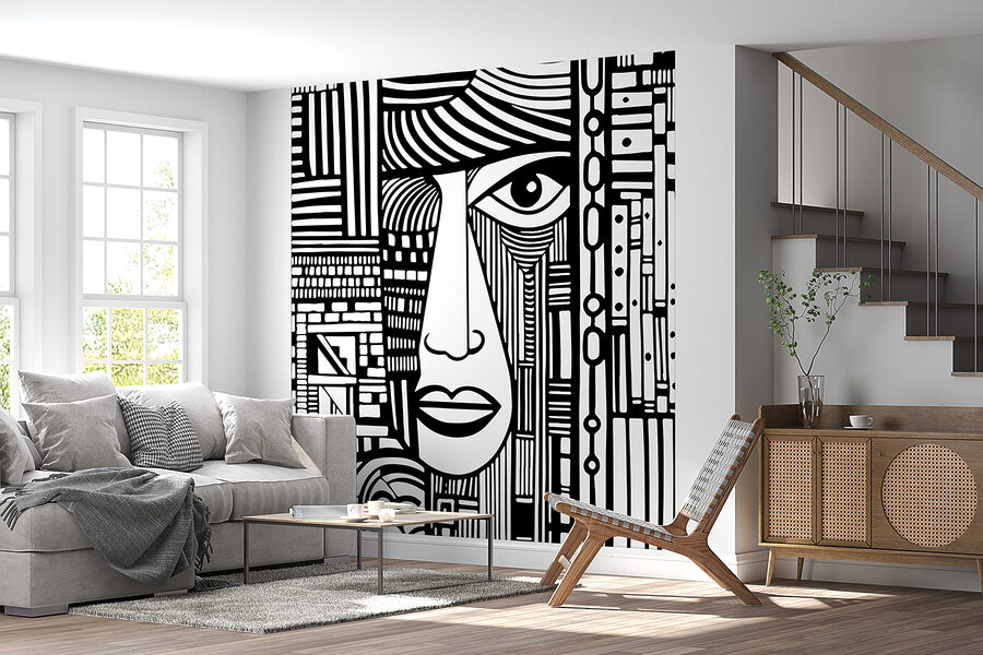 Disegno in bianco e nero di un volto