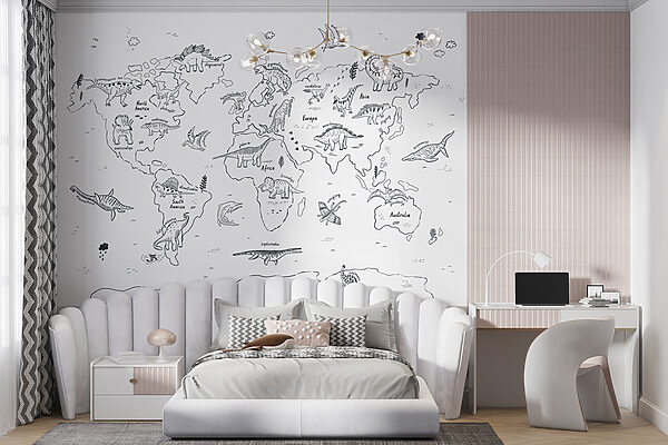 Una mappa del mondo con i dinosauri Una mappa del mondo con i dinosauri