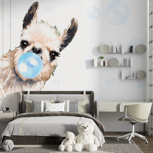 Un lama che soffia bolle di sapone Un lama che soffia bolle di sapone