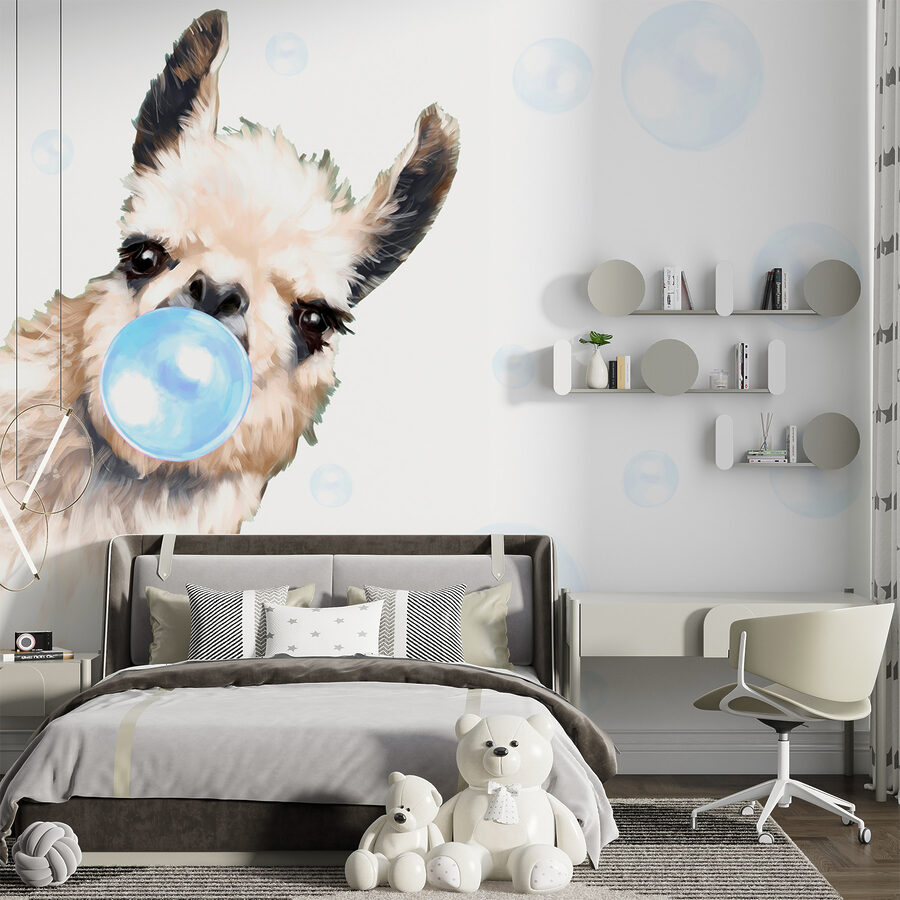 Un lama che soffia bolle di sapone Un lama che soffia bolle di sapone