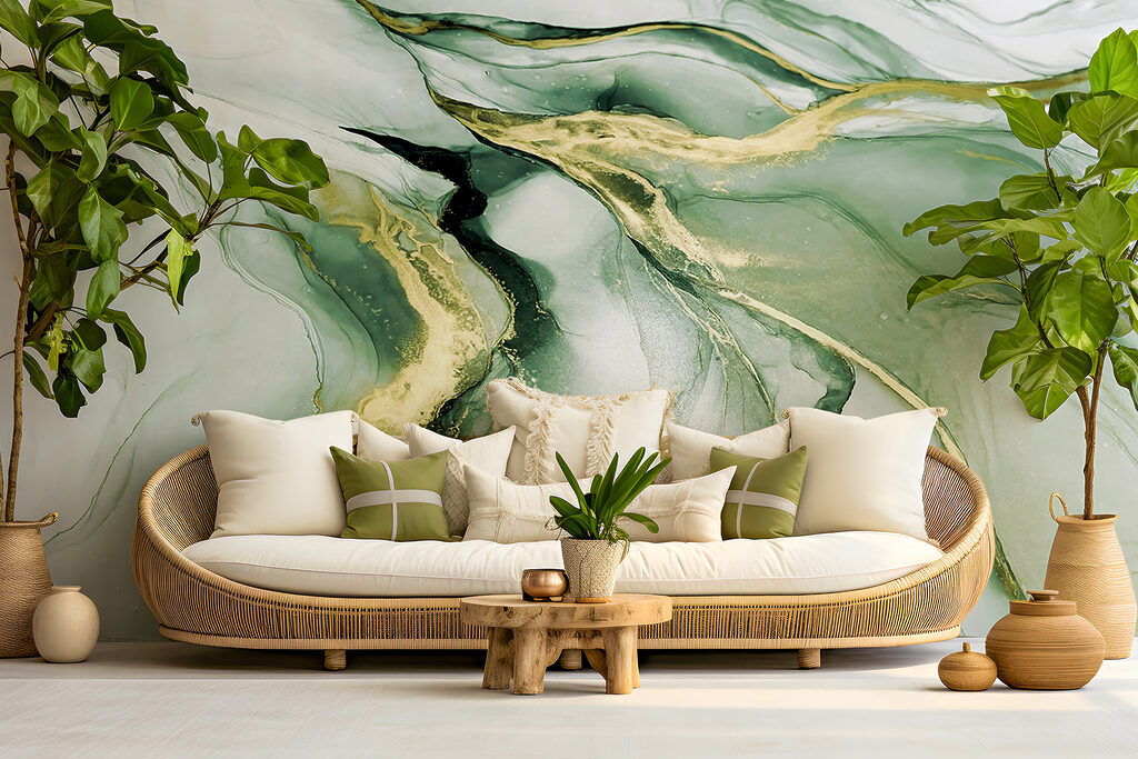 A close up of a painting