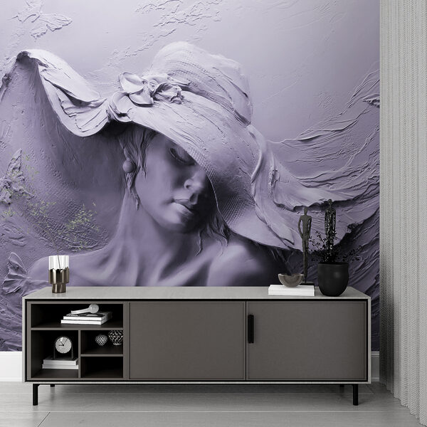 Una scultura di donna con cappello Una scultura di donna con cappello