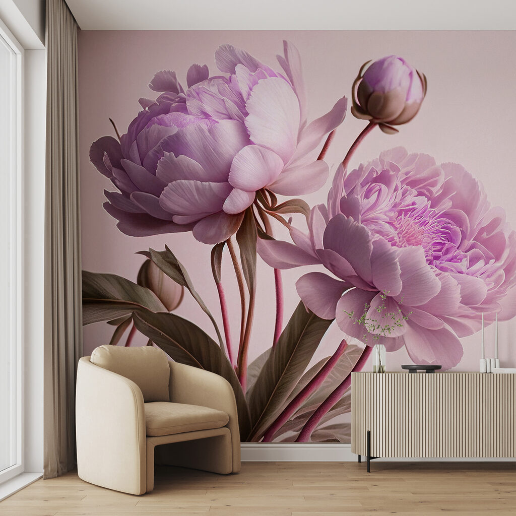 Elegant pink peonies in soft bloom