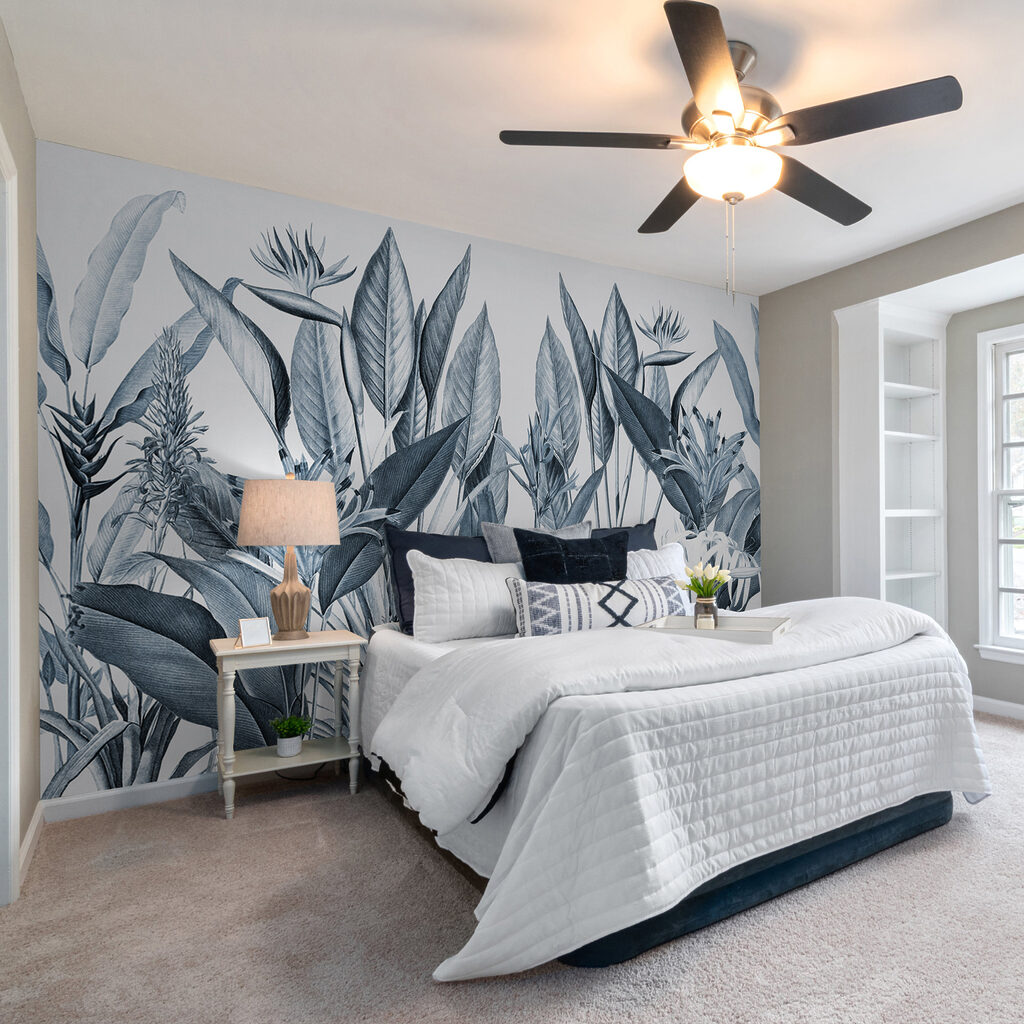 Tropical foliage in monochrome shades