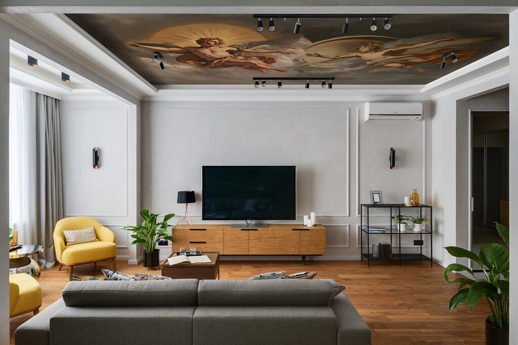 Painting of angels in the sky