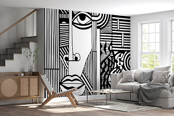 Disegno in bianco e nero di un volto Disegno in bianco e nero di un volto