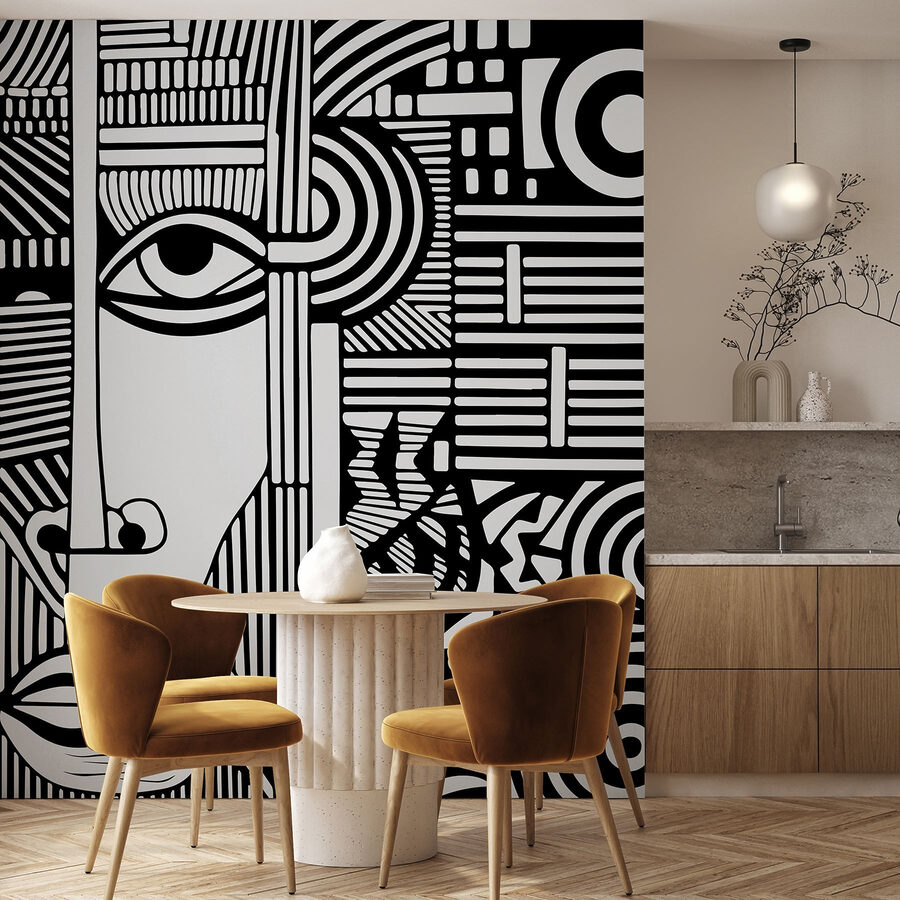 Disegno in bianco e nero di un volto
