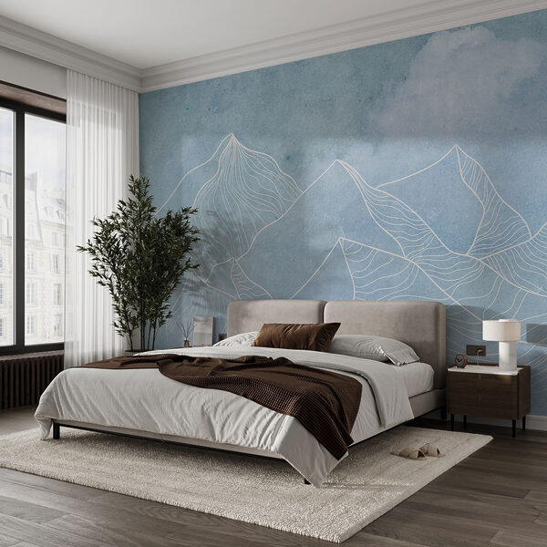 Un disegno di montagne con nuvole Un disegno di montagne con nuvole