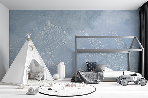 Un disegno di montagne con nuvole Un disegno di montagne con nuvole