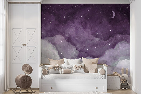 Un cielo viola con nuvole e stelle Un cielo viola con nuvole e stelle