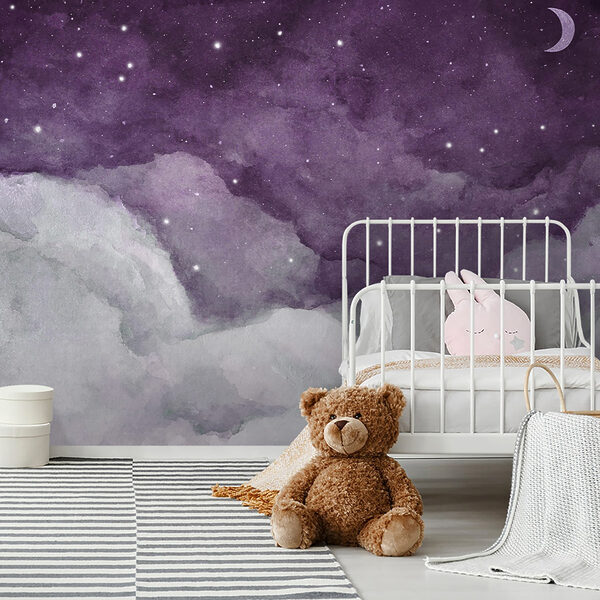 Un cielo viola con nuvole e stelle Un cielo viola con nuvole e stelle