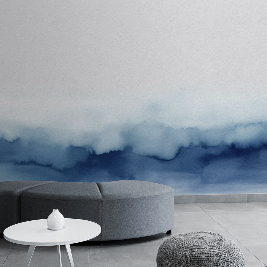 Un acquerello blu e bianco