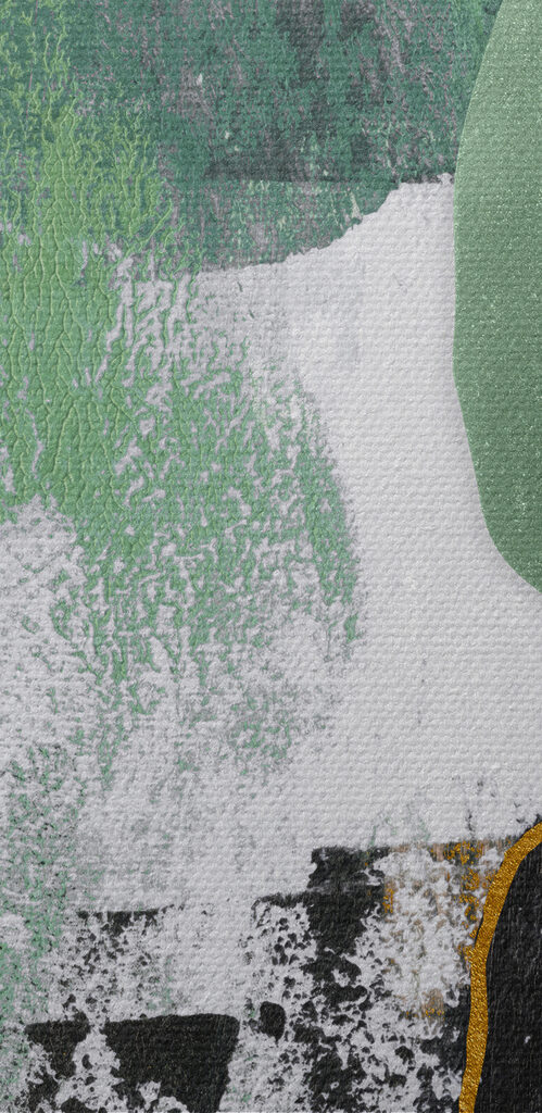 A painting of green and white A painting of green and white