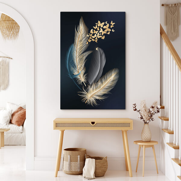 A group of feathers with butterflies A group of feathers with butterflies