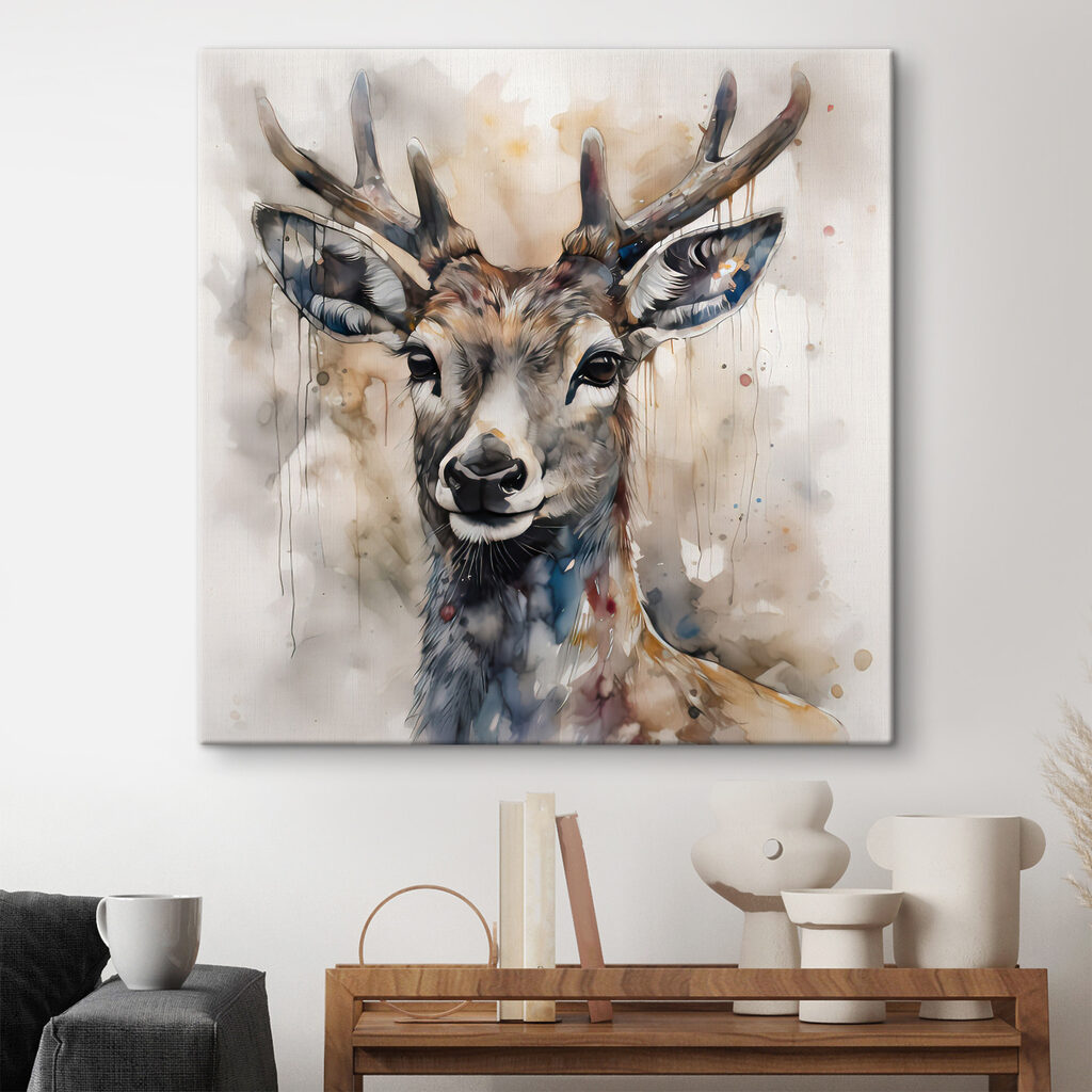 A watercolor of a deer