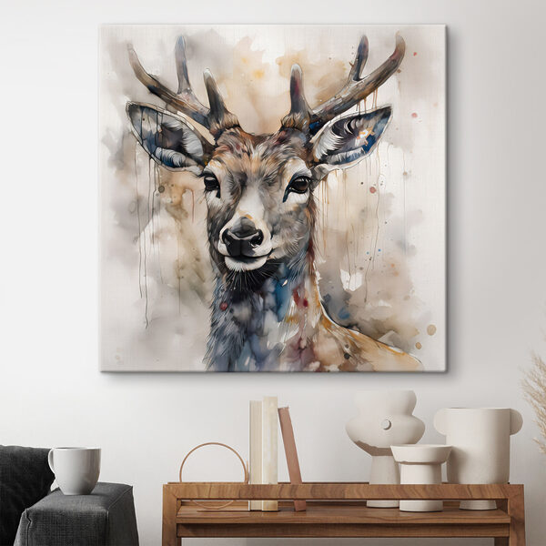 A watercolor of a deer
