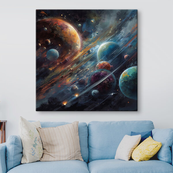 Planets in space with planets and stars