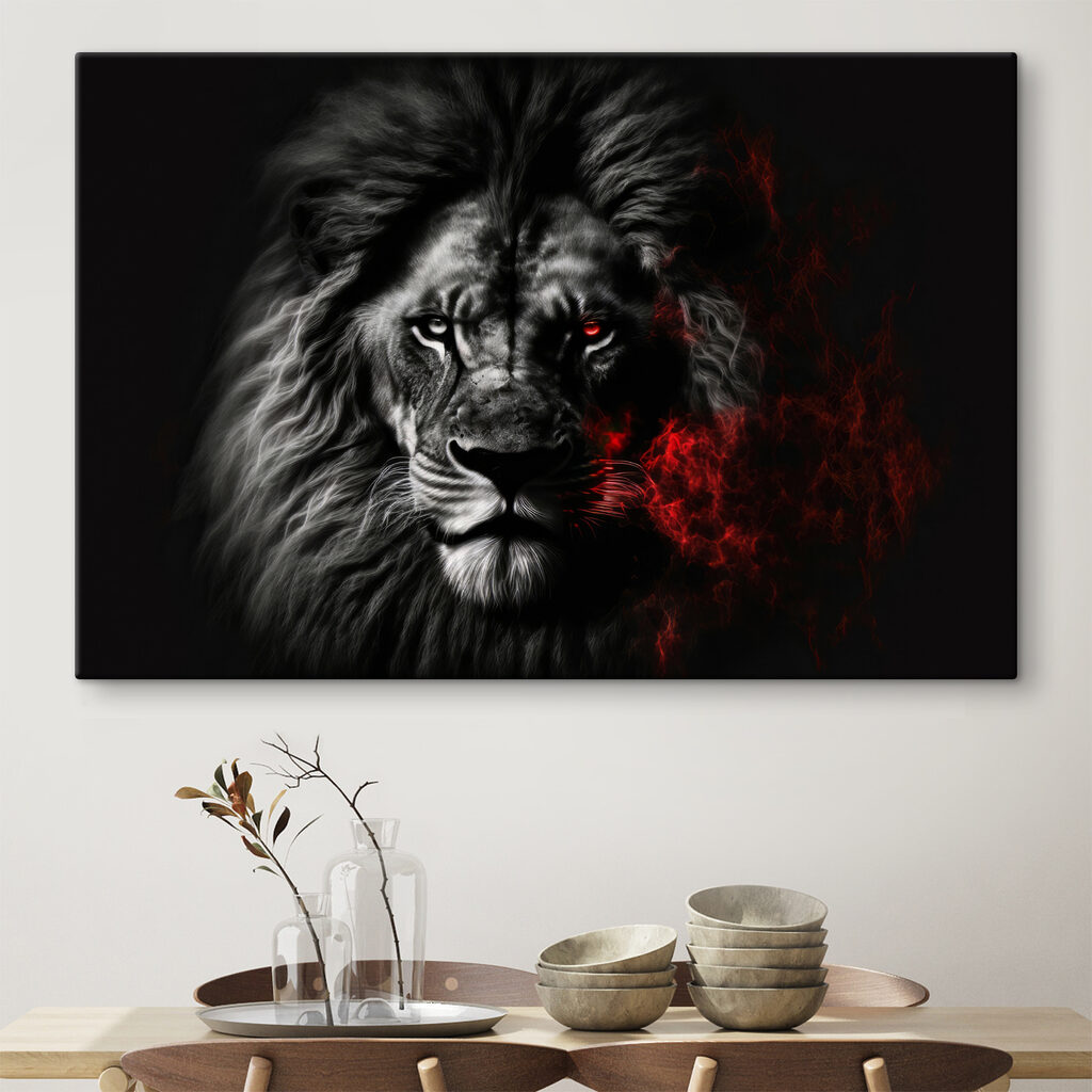 A black lion with red eyes A black lion with red eyes